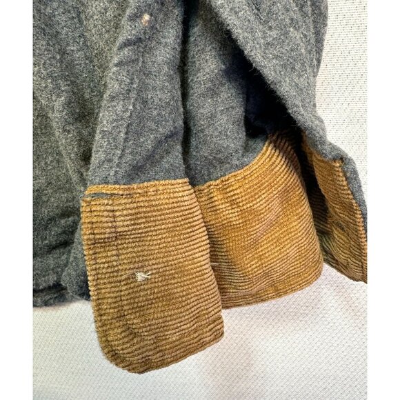 Legendary Whitetails Mens Buck Camp Flannel Shirt LG Gray Corduroy Collar Cuffs - Picture 9 of 11